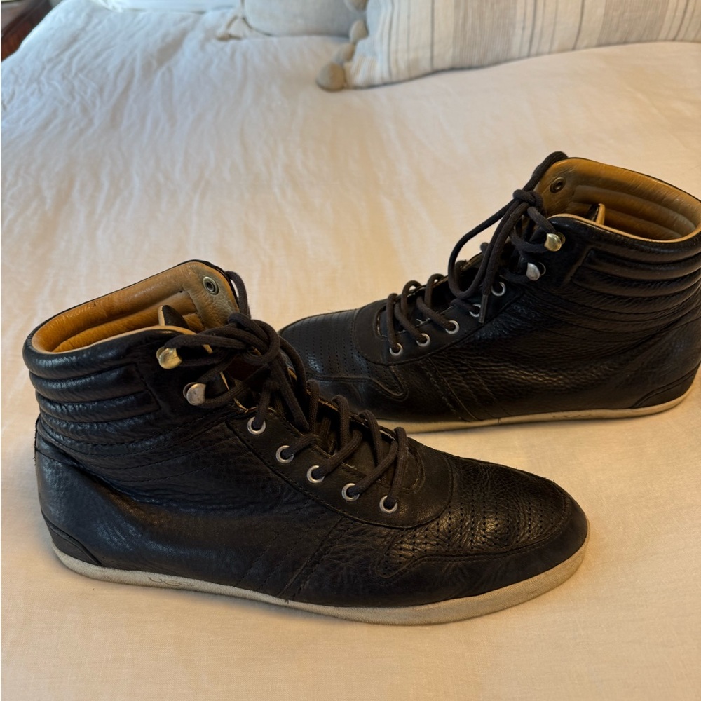 UGG Black Leather High-Top Sneakers - Picture 2 of 6